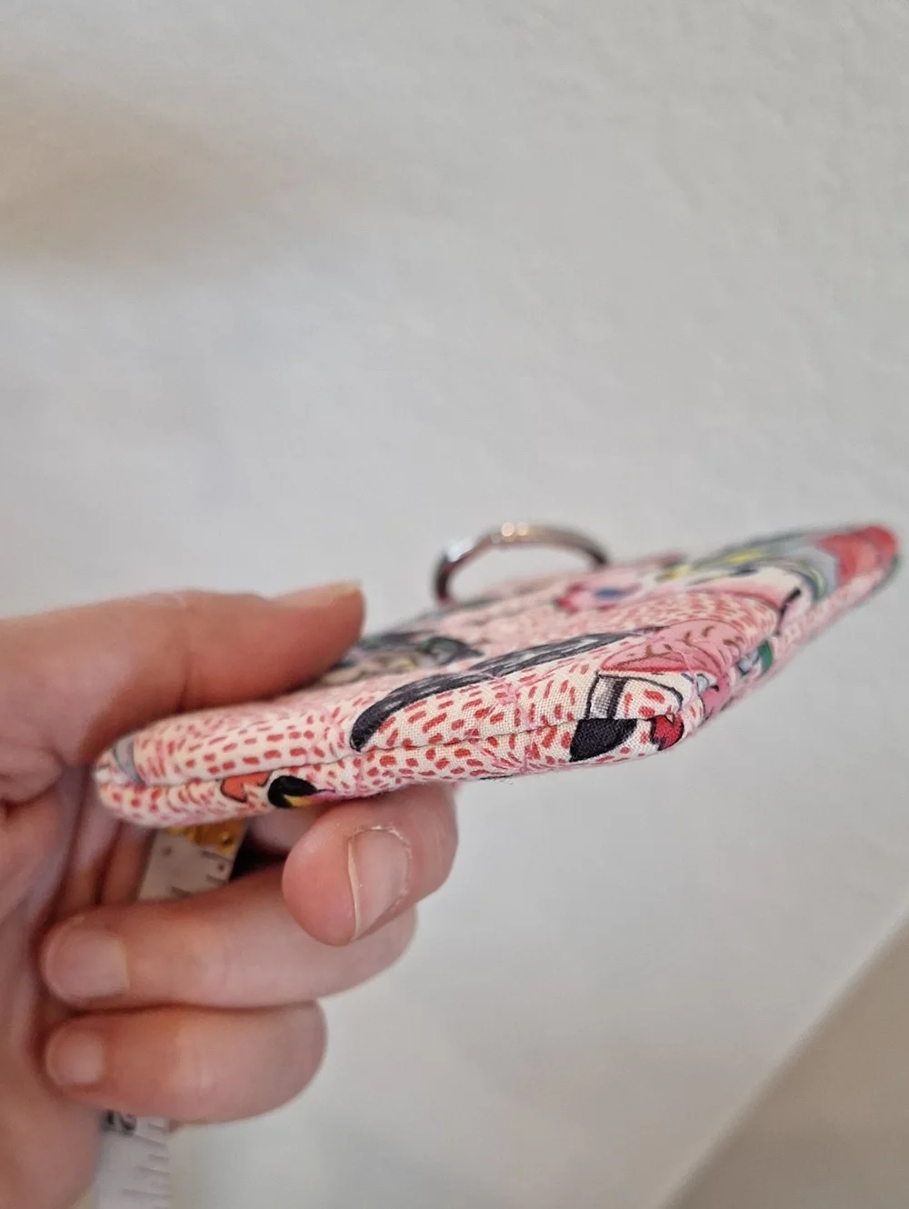Vera Bradley Key Fob Pouch Pink Floral Hearts Quilt Stitch